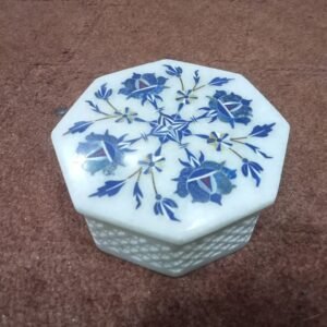 white and blue marble jewelry box