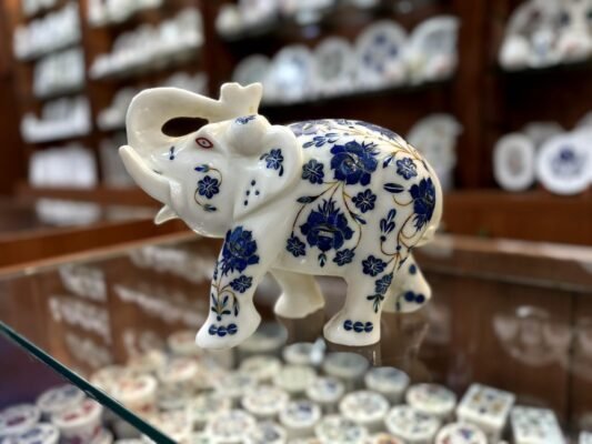 Marble Inlay Elephant Statue